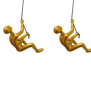 Climbing Man Home Decor Classic Wall-Art Sculpture | 2-Piece | Gold